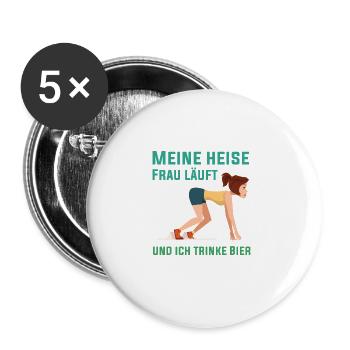 Lustiges Marathon Läufer Laufen Cross Country - Buttons groß 56 mm (5er Pack) - Weiß - Vorne