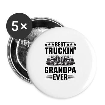 Truck driver Truck driver Grandpa - Truck driver Pensioner - Buttons large 2.2''/56 mm (5-pack) - white - Front