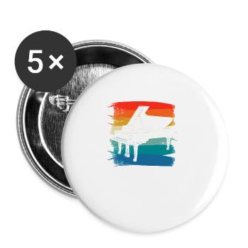 Rétro Vintage Classic Pianist Piano Instrument - Lot de 5 grands badges (56 mm) - blanc - Devant