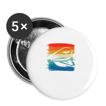 Retro Vintage Classic Pilot Aviation - Buttons groß 56 mm (5er Pack) - Weiß - Vorne