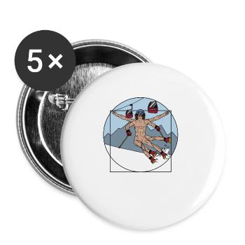 Alpin Sports d'hiver Ski Montagne Alpes Piste de - Lot de 5 grands badges (56 mm) - blanc - Devant