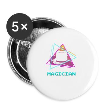 Retro Vintage Classic Magician Magic Trick - Buttons groß 56 mm (5er Pack) - Weiß - Vorne