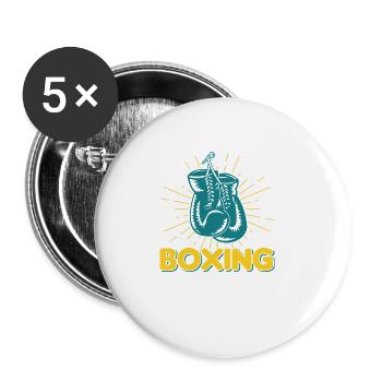 Boxen Martial Arts Boxing Box Club Boxer - Buttons large 2.2''/56 mm (5-pack) - white - Front