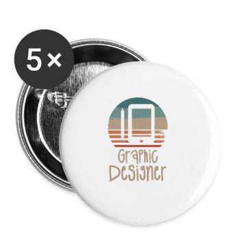 Rétro Vintage Graphiste Design Graphique - Lot de 5 grands badges (56 mm) - blanc - Devant