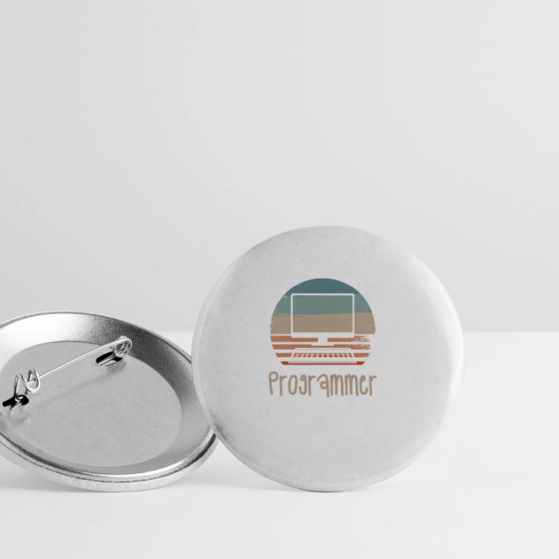 Retro Vintage Programmer Computer Programming Buttons large 2.2''/56 mm (5-pack)