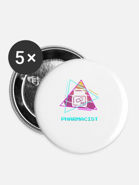 Retro Pharmacist Pharmaceutical Pharmacy - Buttons groß 56 mm (5er Pack) - Weiß