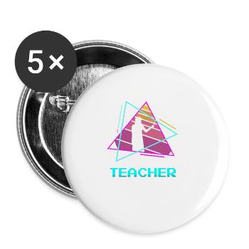 Retro Teacher Professor Teaching - Buttons groß 56 mm (5er Pack) - Weiß - Vorne
