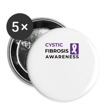 Mukoviszidose Kämpfer Cystische Fibrose Krankheit - Buttons groß 56 mm (5er Pack) - Weiß - Vorne