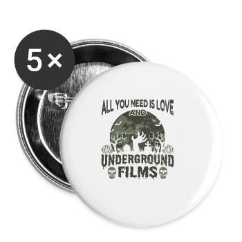 Underground Film, Independent Cinema, Horror - Buttons groß 56 mm (5er Pack) - Weiß - Vorne