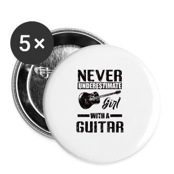 Guitar Girl Music Bass Player Gift Woman - Buttons large 2.2''/56 mm (5-pack) - white - Front