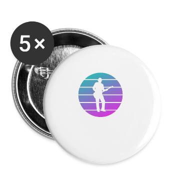 Retro Vintage Classic Bassist Bass Guitar - Buttons groß 56 mm (5er Pack) - Weiß - Vorne