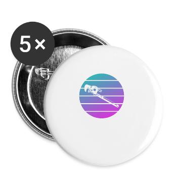 Rétro Vintage Plombier Classique Plomberie - Lot de 5 grands badges (56 mm) - blanc - Devant