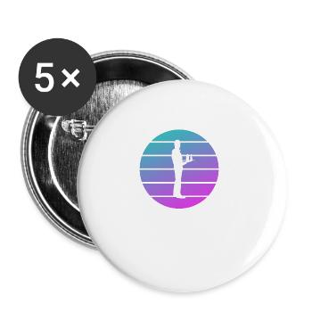 Retro Vintage Waiter Restaurant Serving - Buttons groß 56 mm (5er Pack) - Weiß - Vorne