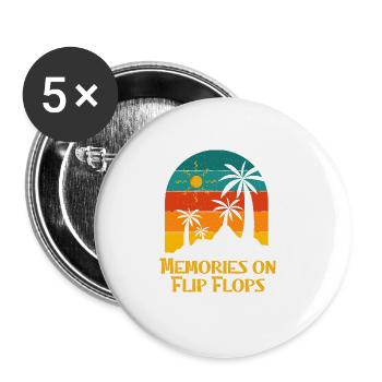 Souvenirs sur Flip Flops Summer Ocean Mer tropicale - Lot de 5 grands badges (56 mm) - blanc - Devant