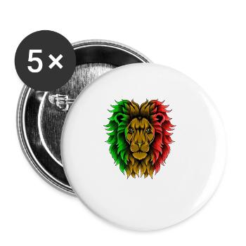 Lion Good Vibes Rastafari Rasta Jamaica Reggae - Buttons large 2.2''/56 mm (5-pack) - white - Front