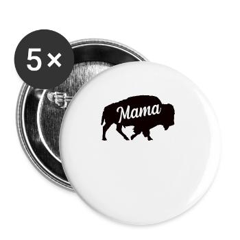 Buffle bœuf maman famille enfants bison bœuf - Lot de 5 grands badges (56 mm) - blanc - Devant