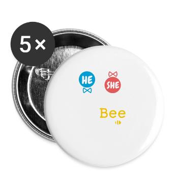 He or She Sister To Bee Gender Reveal Family Baby - Buttons large 2.2''/56 mm (5-pack) - white - Front