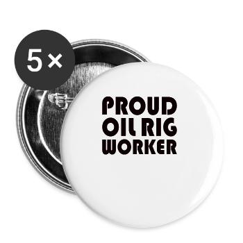 Bohrinsel Öl Gas Arbeiter Bohren Ölplattform - Buttons groß 56 mm (5er Pack) - Weiß - Vorne