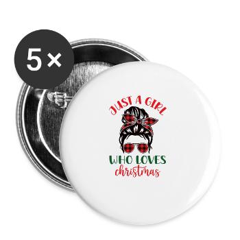 Weihnachten Frau Weihnachtsfrau Advent - Buttons groß 56 mm (5er Pack) - Weiß - Vorne