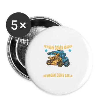 Zwei Räder Bewegen Deine Seele Biker Spruch - Buttons groß 56 mm (5er Pack) - Weiß - Vorne