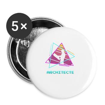 Retro Architecte Architecture Architectural - Buttons groß 56 mm (5er Pack) - Weiß - Vorne