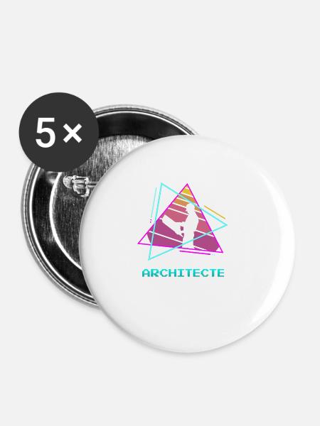 Retro Architecte Architecture Architectural - Buttons groß 56 mm (5er Pack) - Weiß