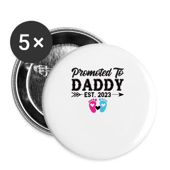 Vater 2023 - Papa 2023 - Papa werden Schwanger - Buttons groß 56 mm (5er Pack) - Weiß - Vorne