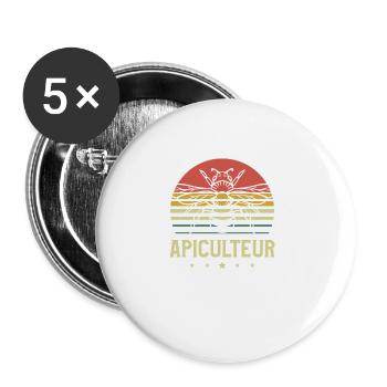 Drapeau Français Apiculture Apiculteur - Buttons groß 56 mm (5er Pack) - Weiß - Vorne