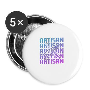 Retro Artisan Artisanat Travail Du Bois - Lot de 5 grands badges (56 mm) - blanc - Devant