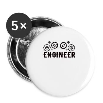 Ingenieur Gehirn Maschinenbau Elektrotechnik Mathe - Buttons groß 56 mm (5er Pack) - Weiß - Vorne