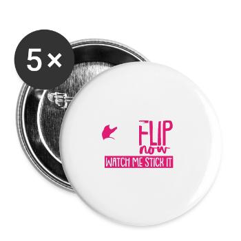 Gymnastik Turnen und Kunsturnen Akrobatik Sport - Buttons groß 56 mm (5er Pack) - Weiß - Vorne