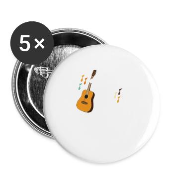 Lustiges Akustikgitarren Motiv für Gitarristen - Buttons groß 56 mm (5er Pack) - Weiß - Vorne