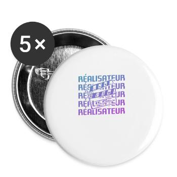 Retro Réalisateur Réalisation Cinéaste - Lot de 5 grands badges (56 mm) - blanc - Devant