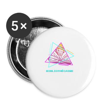 Retro Bibliothécaire Livre Bibliothèque - Lot de 5 grands badges (56 mm) - blanc - Devant