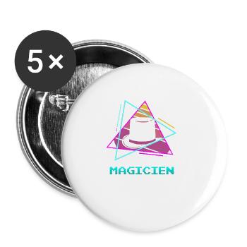 Retro Magicien Magique Magie - Lot de 5 grands badges (56 mm) - blanc - Devant