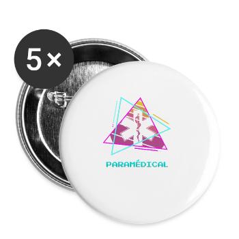 Retro Paramédical EMS Ambulancier - Lot de 5 grands badges (56 mm) - blanc - Devant