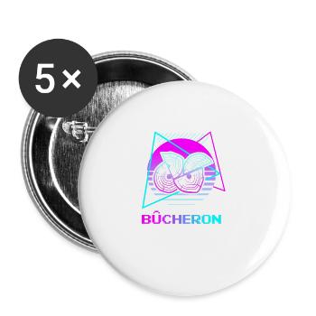 Retro Bûcheron Travail Du Bois - Lot de 5 grands badges (56 mm) - blanc - Devant