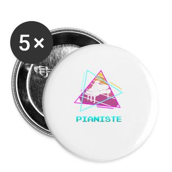 Retro Pianiste Instrument Piano - Lot de 5 grands badges (56 mm) - blanc - Devant