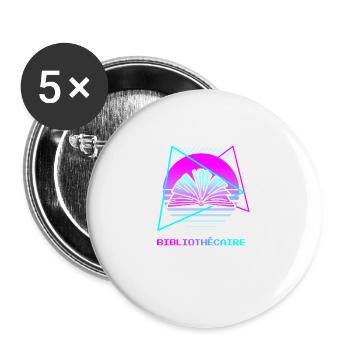 Retro Bibliothécaire Livre Bibliothèque - Lot de 5 grands badges (56 mm) - blanc - Devant