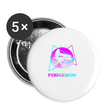 Retro Forgeron Forge - Lot de 5 grands badges (56 mm) - blanc - Devant