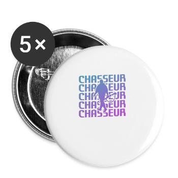 Retro Chasseur Chasse - Lot de 5 grands badges (56 mm) - blanc - Devant