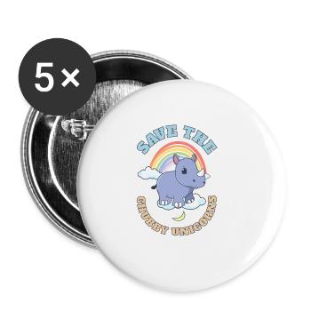 Save The Chubby Unicorns Cute Rhinoceros - Buttons groß 56 mm (5er Pack) - Weiß - Vorne