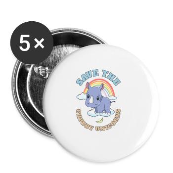 Save The Chubby Unicorns Cute Rhinoceros - Buttons groß 56 mm (5er Pack) - Weiß - Vorne