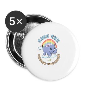 Save The Chubby Unicorns Cute Rhinoceros - Buttons groß 56 mm (5er Pack) - Weiß - Vorne