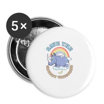 Save The Chubby Unicorns Cute Rhinoceros - Buttons groß 56 mm (5er Pack) - Weiß - Vorne