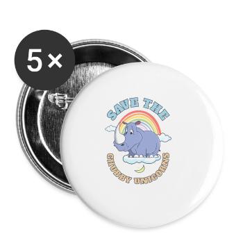 Save The Chubby Unicorns Cute Rhinoceros - Buttons groß 56 mm (5er Pack) - Weiß - Vorne