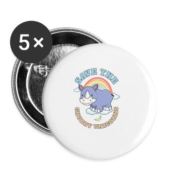 Save The Chubby Unicorns Cute Rhinoceros - Buttons groß 56 mm (5er Pack) - Weiß - Vorne