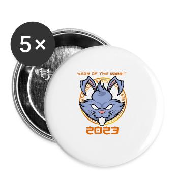 Joyeux Nouvel An chinois 2023 I Année du Lapin - Lot de 5 grands badges (56 mm) - blanc - Devant