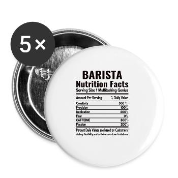 Fier Barista Profession Café Restauration Espresso - Lot de 5 grands badges (56 mm) - blanc - Devant