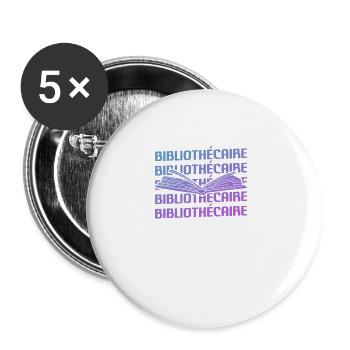 Retro Bibliothécaire Livre Bibliothèque - Lot de 5 grands badges (56 mm) - blanc - Devant